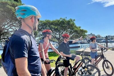 Guided Electric Bike Tour of Sydney with Bluetooth helmets - From Beauchamp Lane to Pyrmont: the tour starts with waterfront momentum