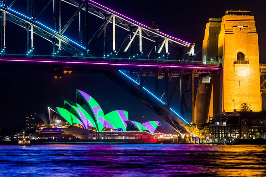 Sydney: Bring Your Own Drinks Vivid Harbour Cruise - A small catamaran plan for seeing Vivid Sydney from the harbor