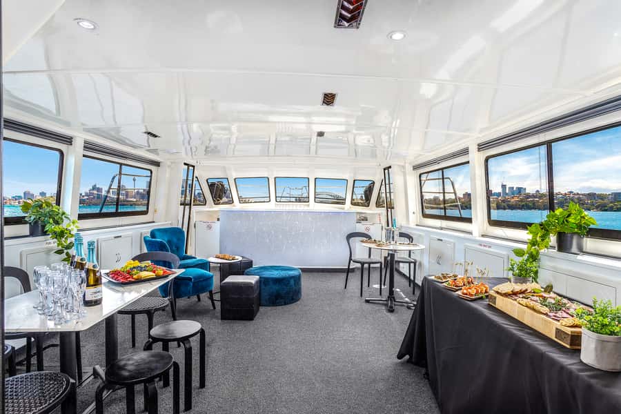 Sydney: Vivid Harbour Cruise with Canapes - The catamaran setup: indoor, outdoor, and why 360-degree views matter