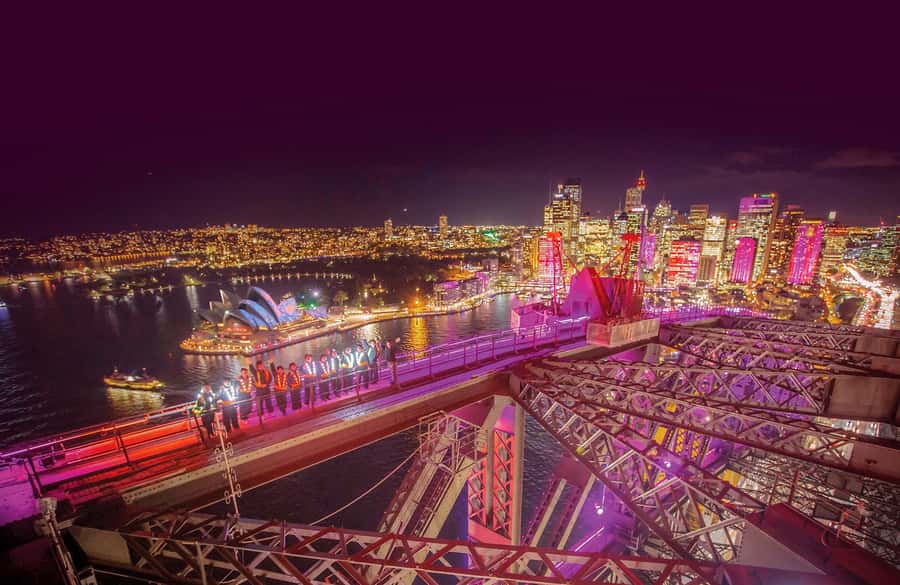 The Vivid Sydney BridgeClimb - Summit views: Opera House, harbour, and full 360-degree framing