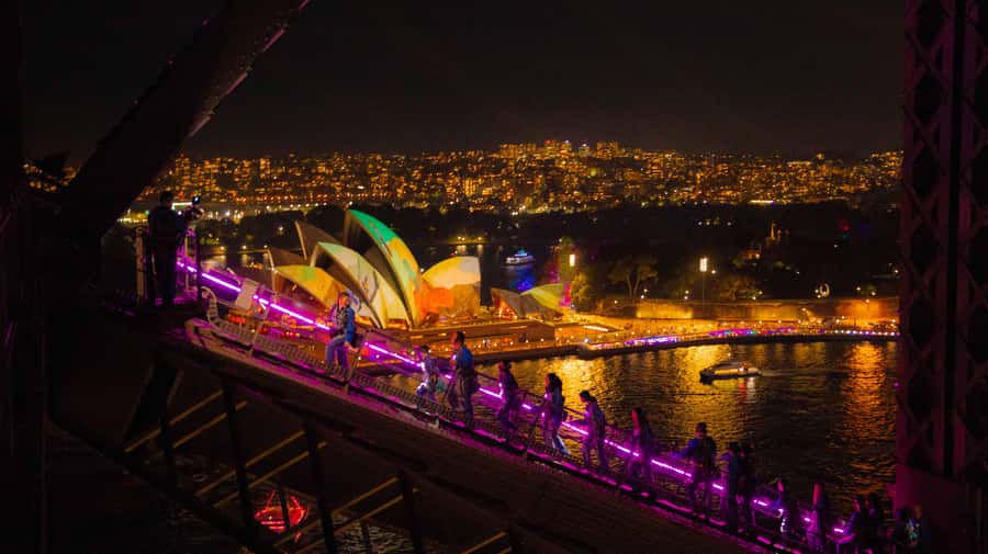 The Vivid Sydney BridgeClimb - Light-festival moments: sunset, stars, and the festival on the Bridge